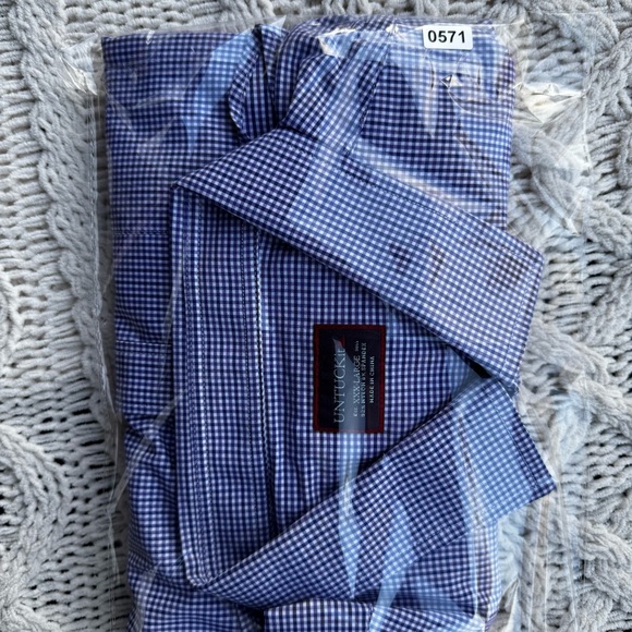 UNTUCKit Men's Blue/Purple Gingham Dress Shirt, 3XL - Picture 10 of 10
